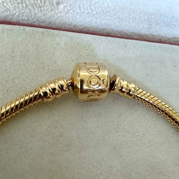 ❗️NEW❗️100% Authentic Pandora 14k Solid Gold Moments Snake l Bracelet 7.3” - Picture 3 of 5